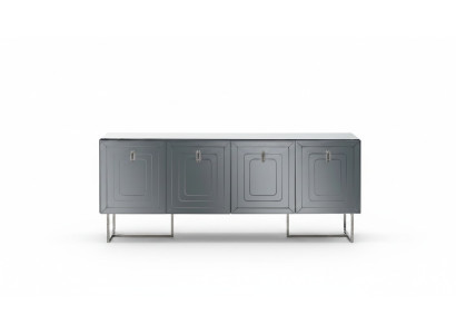 Šedá obývací sestava Luxus Dřevěný nábytek 4-dveřová designová komoda