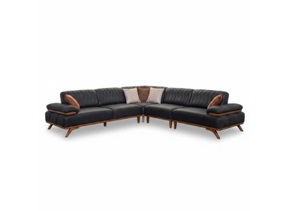 Schwarzes Ecksofa Designer L-Form Luxuriöses Sofa Wohnzimmer Sitzmöbel
