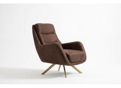 Brauner Velour Sessel Moderner Armlehnensessel Wohnzimmer Textil Möbel