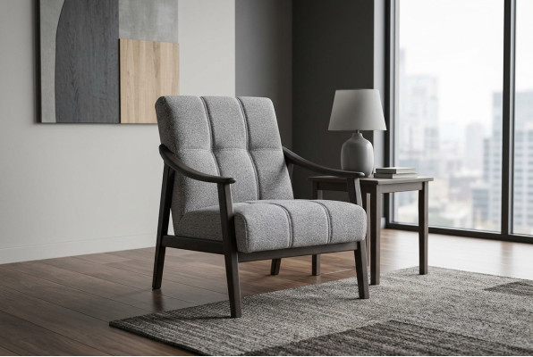 Designová šedá křesla obývacího pokoje Luxusní dřevěný rámeček Nový