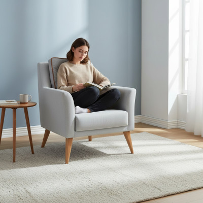 Hellblauer Wohnzimmer Einsitzer Designer Polstersessel Relax Sessel Möbel