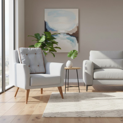 Hellblauer Wohnzimmer Einsitzer Designer Polstersessel Relax Sessel Möbel