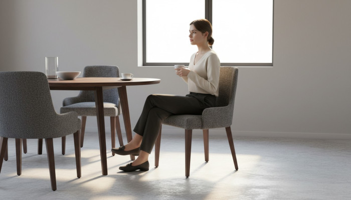 Exklusivní šedé židle s hnědými nohami z designového jídelního setu Novinka