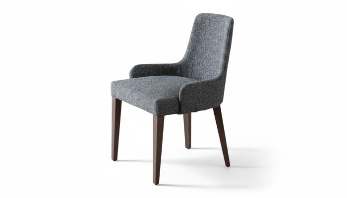 Exklusivní šedé židle s hnědými nohami z designového jídelního setu Novinka