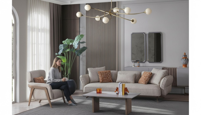 Luxus Modern Wohnzimmer Set 4tlg. Sofa 4 sitzer Sessel couchtisch Garnitur