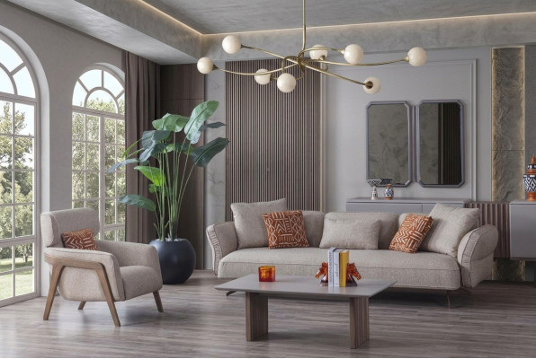 Luxus Modern Wohnzimmer Set 4tlg. Sofa 4 sitzer Sessel couchtisch Garnitur