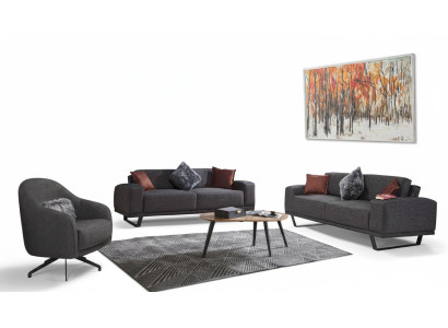 Luxus Wohnzimmer set Besteht aus 3tlg. Schwarzer Farbe Design Sofa set