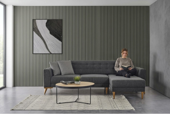 Luxus rohová sedací souprava L-Forma moderní šedá pohovka designový nábytek obývací pokoj