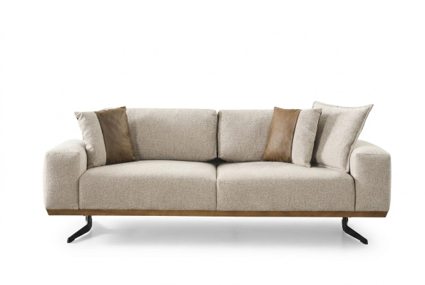 Designer Dreisitzer Sofa Beige Farbe Luxus Möbel in Wohnzimmer 225cm