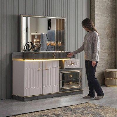 Kommode Spiegel Luxus Konsole Sideboard Design Schlafzimmer Kommoden