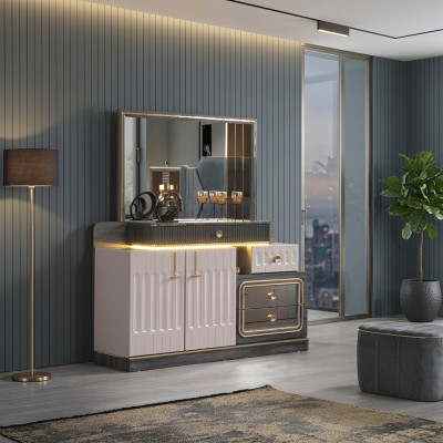 Kommode Spiegel Luxus Konsole Sideboard Design Schlafzimmer Kommoden