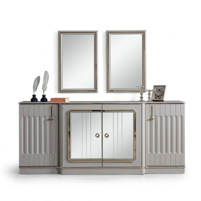 Modernes Sideboard mit 2x Spiegeln Designer Luxus Wohnzimmer Möbel Kommode