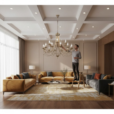 Stropní lampa, moderní luxusní nové sklo do obývacího pokoje