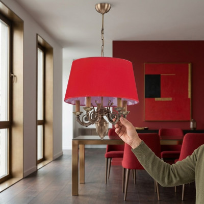 Lustr Klasická Leuchten Lampa Lampa Zlato 50x80 Červená.