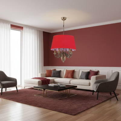 Lustr Klasická Leuchten Lampa Lampa Zlato 50x80 Červená.