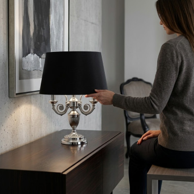 Tischlampe mit Schwarzen Schirm Leuchte Tischleuchte Tischlampen Lampe