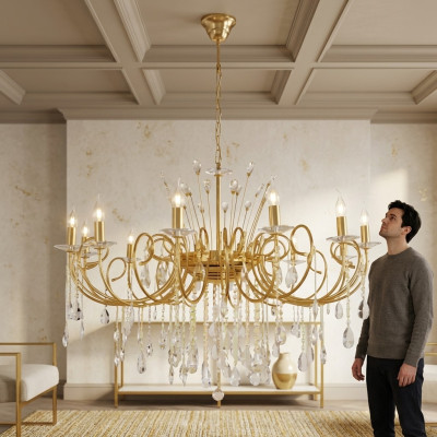 Kronleuchter Leuchte Lampe Wohnzimmer Goldglas Luxus Deckenleuchte Lampen
