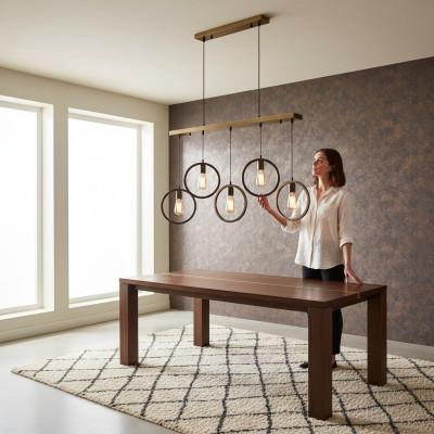 Pendelleuchte Schwarz schick Deckenlampe 70x90cm Wohnzimmer Leuchte