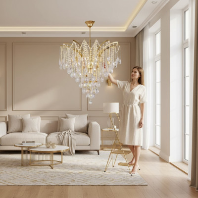 Exkluzivní křišťálový lustr pro stylovou atmosféru obývacího pokoje