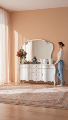 Komoda Zrcadlo Kredenc Dřevěný designový nábytek Styl Komoda
