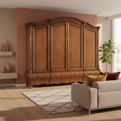 Massivholz Kleiderschrank Klassisch Luxus Schlafzimmer Möbel Braun Neu