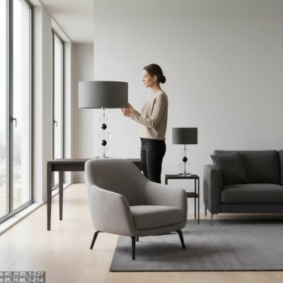 Stilvolle Tischlampe Graue Lampe Moderne Beleuchtung Tischlampe neu