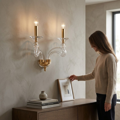 Nástěnná lampa Design Luxus Nástěnná lampa Nástropní lampa Křišťál nový