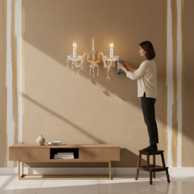 Wandleuchte Wandlampe Klassische Wandkronleuchter Doppel Wand Lampe Neu