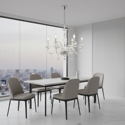 Luxus Deckenleuchter Weiß Kronleuchter Deckenlampe Lüster Kristall Lampe