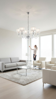 Stropní lampa Lustr Lustr svítidlo Skleněný Bílý Lampy Starožitný Styl