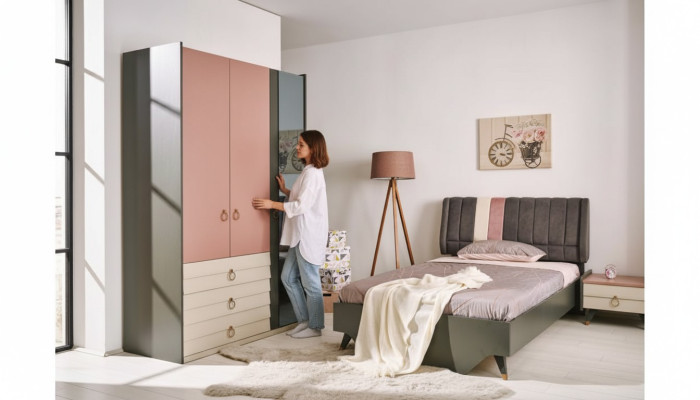 Schlafzimmer Set Bett Nachttisch Kleiderschrank Modern Luxus Setra Set