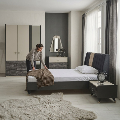 Luxuriöses stilvolle Schlafzimmer Modernes Einrichtung Bett 5tlg. Sets