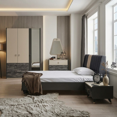 Luxuriöses stilvolle Schlafzimmer Modernes Einrichtung Bett 5tlg. Sets