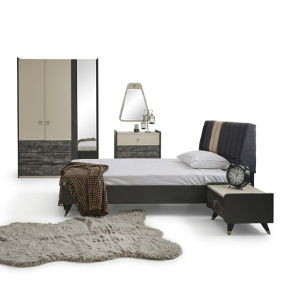 Luxuriöses stilvolle Schlafzimmer Modernes Einrichtung Bett 5tlg. Sets