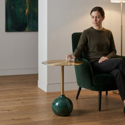 Runder Gold Beistelltisch Couchtisch Schlafzimmer Kommode Tische Konsole