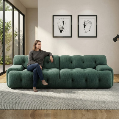 Exklusives luxuriöse 3-Sitzer-Sofa Stoffsitz moderne Textilmöbel Grün Farbe