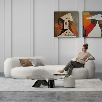 Modern Sofa 3 Sitzer Weiß Hochwertig Polster Sofas Design Textil neu stilvoll