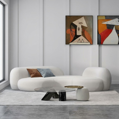 Modern Sofa 3 Sitzer Weiß Hochwertig Polster Sofas Design Textil neu stilvoll