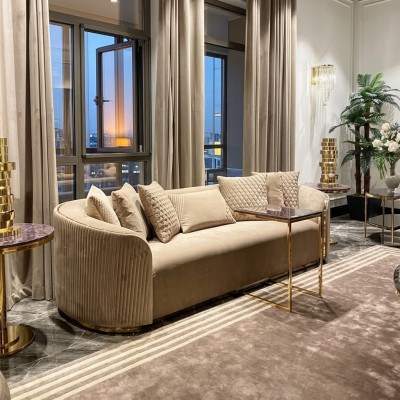 Sofa 3Sitzer Sofas Popruh Moderní Luxusní textilní obývací pokoj Třísedací