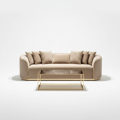 Sofa 3Sitzer Sofas Popruh Moderní Luxusní textilní obývací pokoj Třísedací