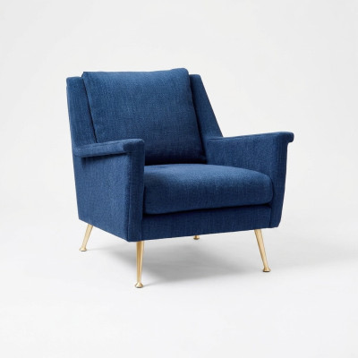 Design Luxus Blau Chair Sessel Sofa 1 Sitzer Fernseh Sofa Stoff Textil