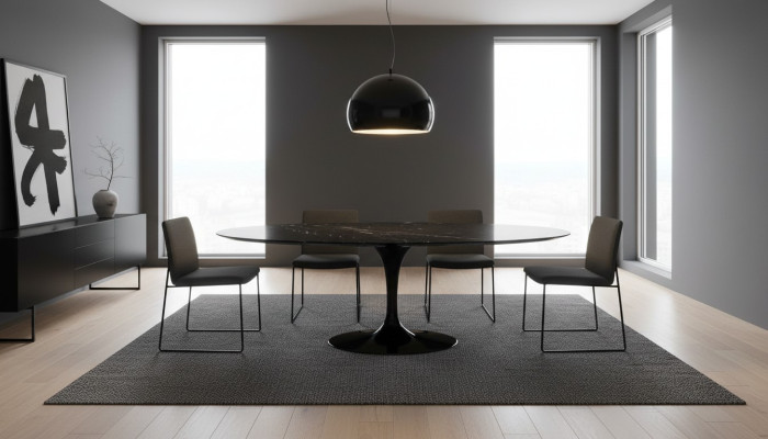 Jídelní nábytek černý jídelní stůl stůl designové stoly luxusní nábytek kulaté nové