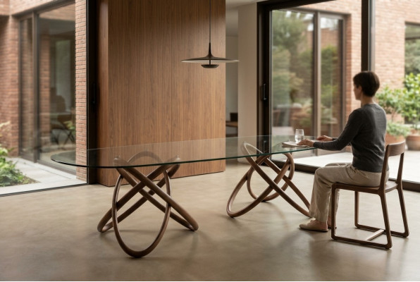 Designer Moderní jídelní stůl Luxus Oválný skleněný stůl Skleněný nábytek Nový