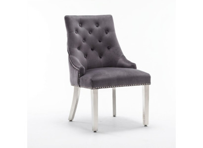 Grauer Esszimmer Chesterfield Stuhl Textilstuhl Luxuriöser Einsitzer