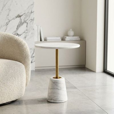 Weißer Rundtsch Marmortische Metall Möbel Beistelltische Designer Tisch