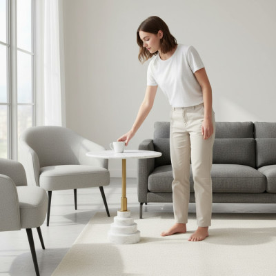 Modern Couchtisch Luxus Weiß Tisch Beistell Tische Wohnzimmer Rund neu
