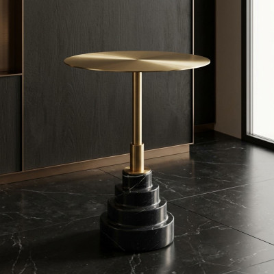 Beistelltisch Tisch Design Luxus Tische Möbel Edelstahl Runder Metall Gold