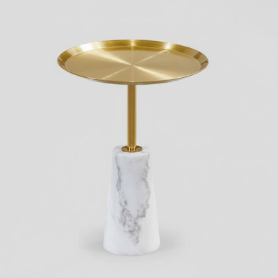 Weißer Beistelltisch Designer Couchtisch Wohnzimmer Luxus Metall Möbel