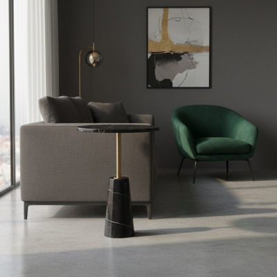 Černý kulatý konferenční stolek designový stůl nerezový nábytek styl