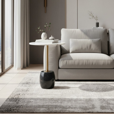 Designer Runder Beistelltisch Mit Marmorplatte Hochwertiger Couchtisch